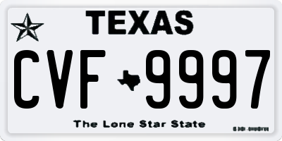TX license plate CVF9997