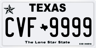 TX license plate CVF9999