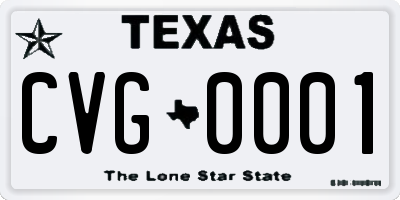 TX license plate CVG0001