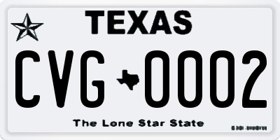 TX license plate CVG0002