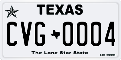 TX license plate CVG0004