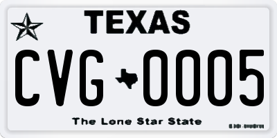 TX license plate CVG0005
