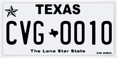TX license plate CVG0010