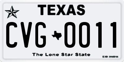 TX license plate CVG0011