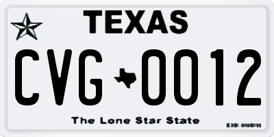 TX license plate CVG0012