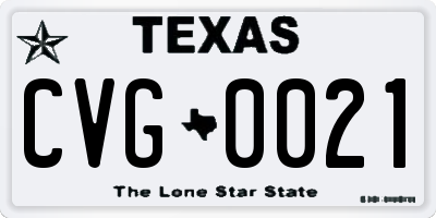 TX license plate CVG0021