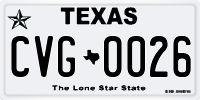 TX license plate CVG0026