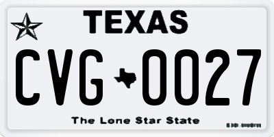 TX license plate CVG0027