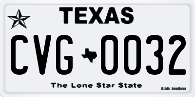 TX license plate CVG0032