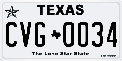 TX license plate CVG0034