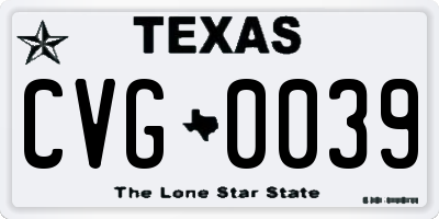 TX license plate CVG0039