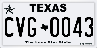 TX license plate CVG0043