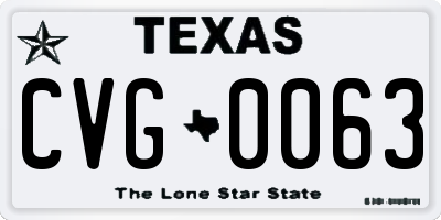 TX license plate CVG0063