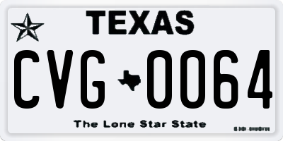 TX license plate CVG0064