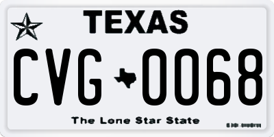 TX license plate CVG0068