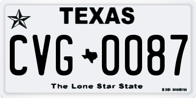 TX license plate CVG0087