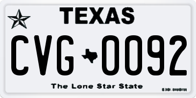TX license plate CVG0092