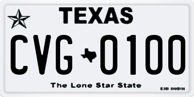 TX license plate CVG0100
