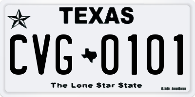 TX license plate CVG0101