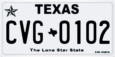 TX license plate CVG0102