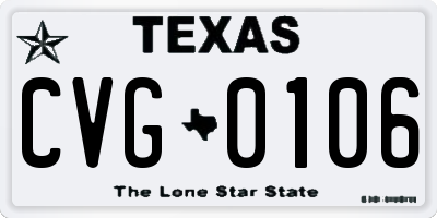 TX license plate CVG0106