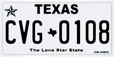 TX license plate CVG0108