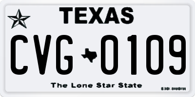 TX license plate CVG0109