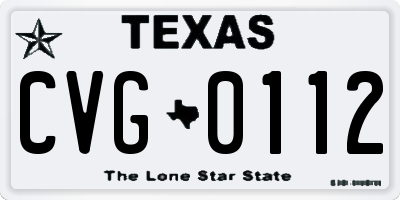 TX license plate CVG0112