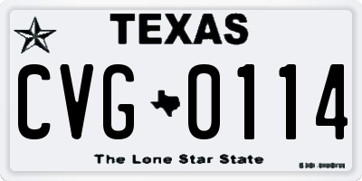 TX license plate CVG0114