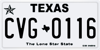 TX license plate CVG0116