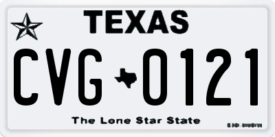 TX license plate CVG0121