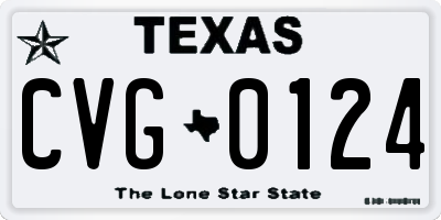 TX license plate CVG0124