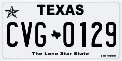 TX license plate CVG0129