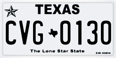 TX license plate CVG0130