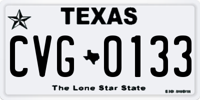 TX license plate CVG0133