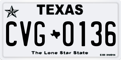 TX license plate CVG0136