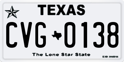 TX license plate CVG0138