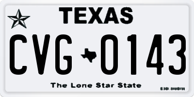 TX license plate CVG0143
