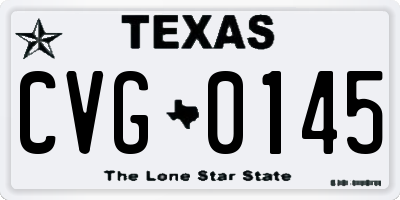 TX license plate CVG0145