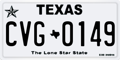 TX license plate CVG0149