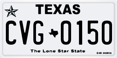 TX license plate CVG0150
