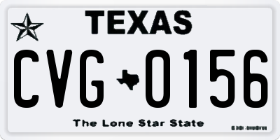 TX license plate CVG0156