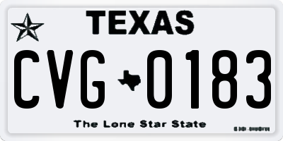 TX license plate CVG0183