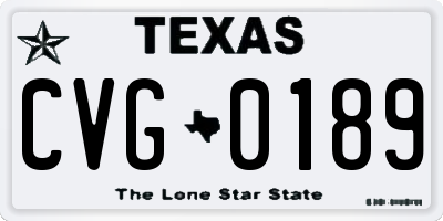 TX license plate CVG0189