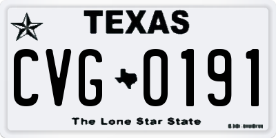 TX license plate CVG0191