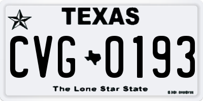 TX license plate CVG0193