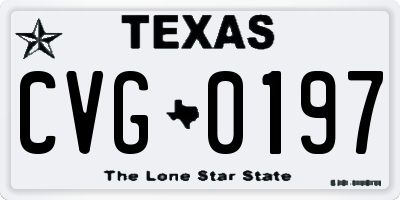 TX license plate CVG0197