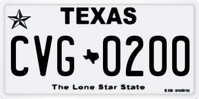 TX license plate CVG0200