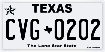 TX license plate CVG0202