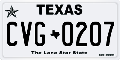 TX license plate CVG0207